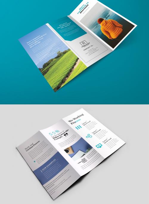 Business Trifold Brochure Layout with Pastel Accent - 361438992