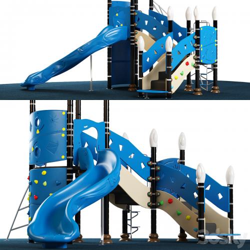 Kids playground equipment with slide climbing 03