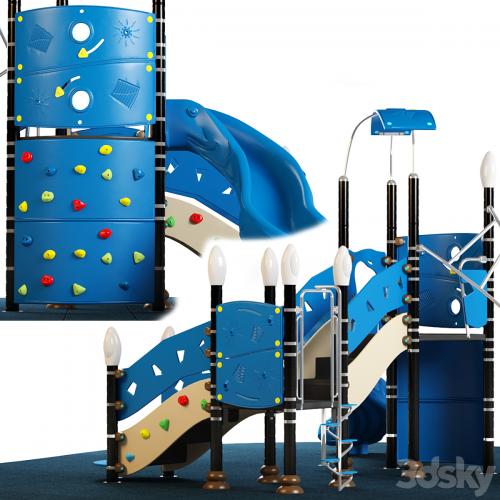 Kids playground equipment with slide climbing 03