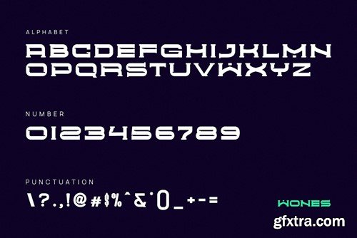 Wones Modern Technology Futuristic Sans Serif Font QUYN62C