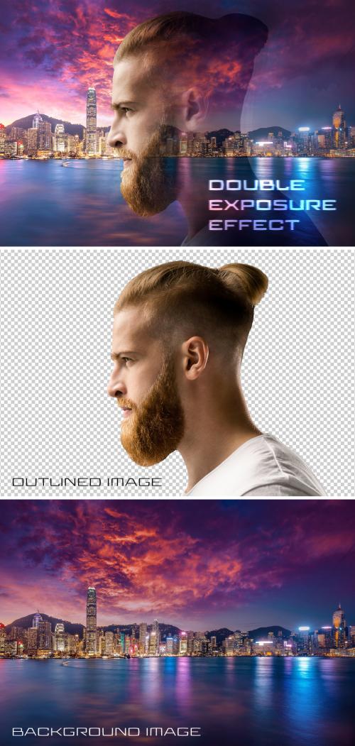 Double Exposure Photo Effect Mockup - 361652543