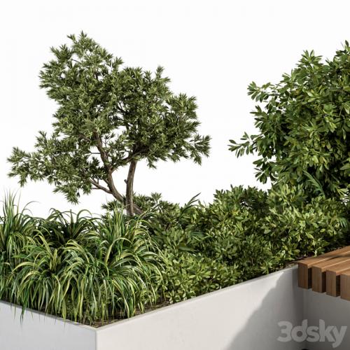 Urban Furniture / Architecture Bench with Plants- Set 17