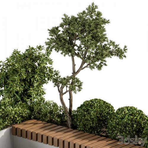 Urban Furniture / Architecture Bench with Plants- Set 17