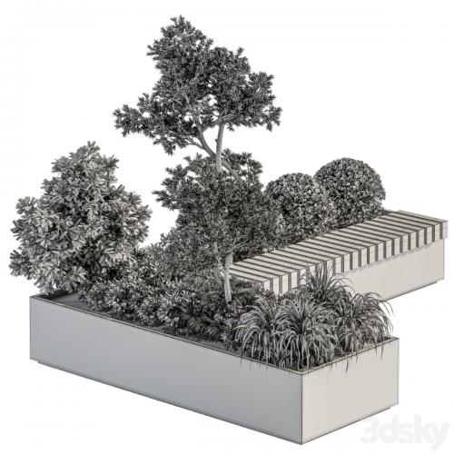 Urban Furniture / Architecture Bench with Plants- Set 17