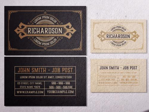 Vintage Business Card Layout with Ornaments  - 362608441