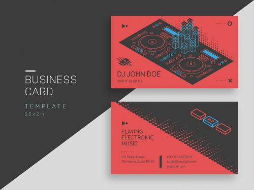 Music Business Card Layout with DJ Equipment - 362624692