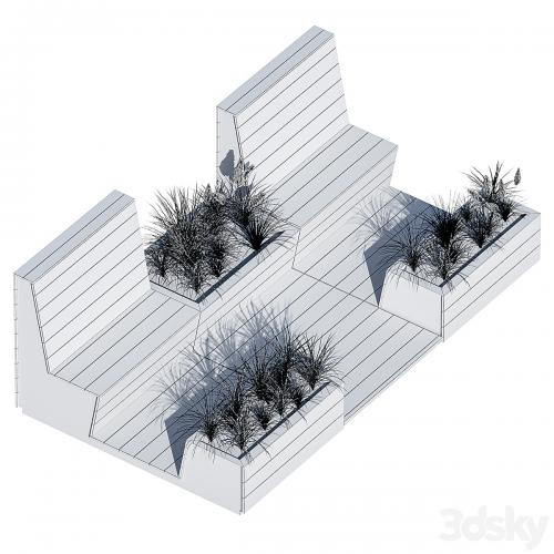 Parklet with two benches