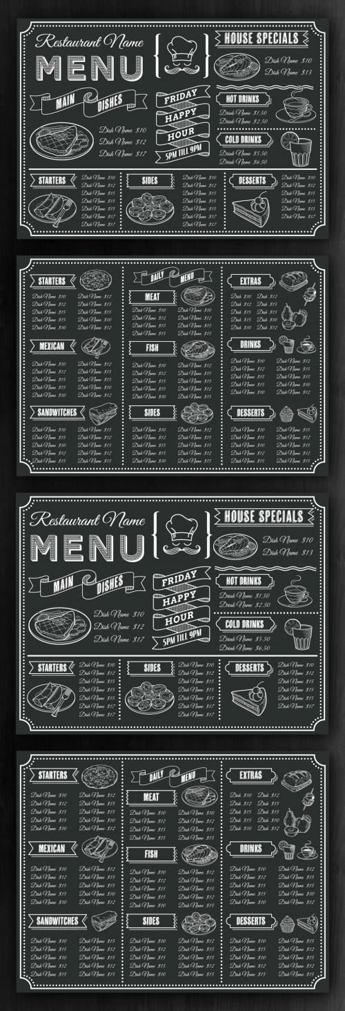 Chalkboard Style Restaurant Menu Layout - 362637399