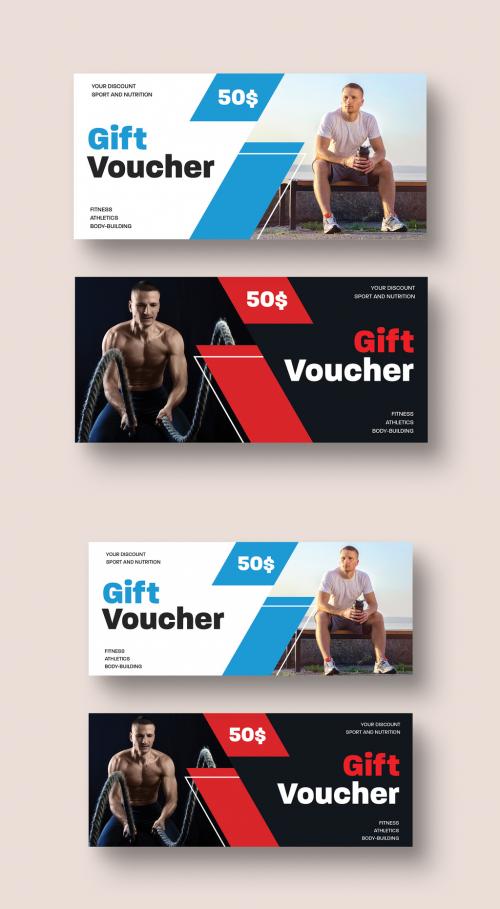 Modern Gift Voucher Layout with Diagonal Line Elements - 362674107