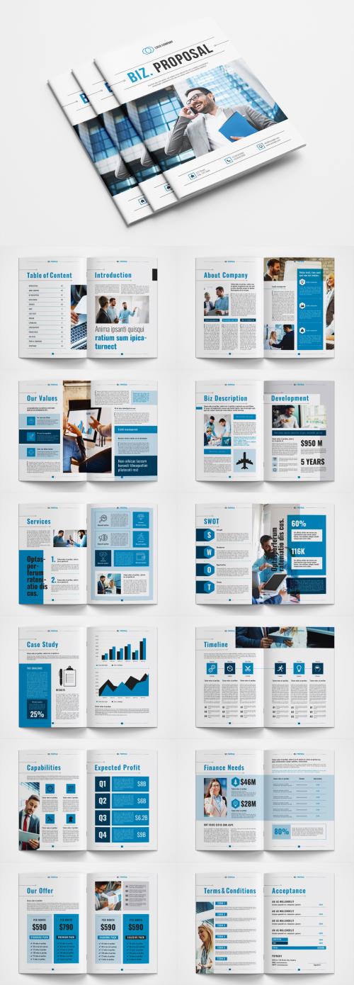 Business Proposal Layout with Blue Accents - 362694894