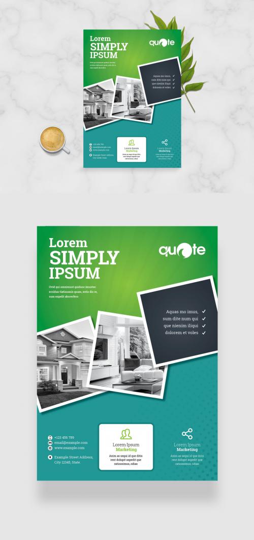 Green Business Flyer Layout with Rhombus - 363278027