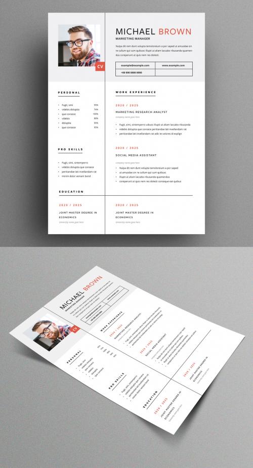 Resume Layout with Orange Accents - 363310305