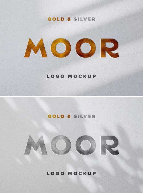 Gold and Silver Pressed Text Effect Mockup - 363618195