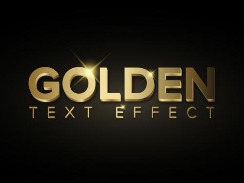 Golden Metallic 3D Text Effect with Glitter - 363635458