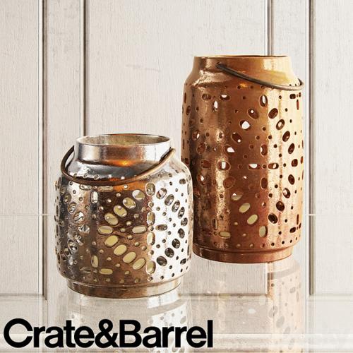 crate & barrel wisteria metallic ceramic lanterns