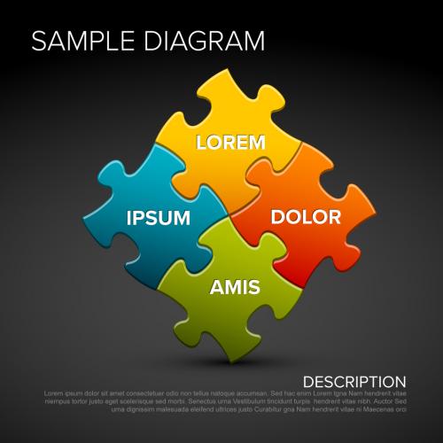 Multipurpose Dark Abstract Puzzle Infographic - 363646684