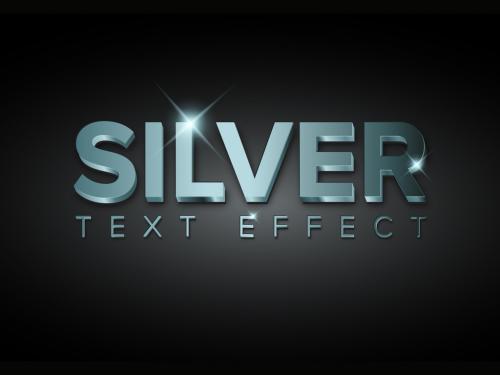 Silver Metallic 3D Text Effect with Glitter - 363646685