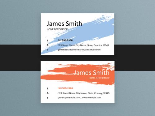 Minimal Business Card Layout with Brush Background - 363676330