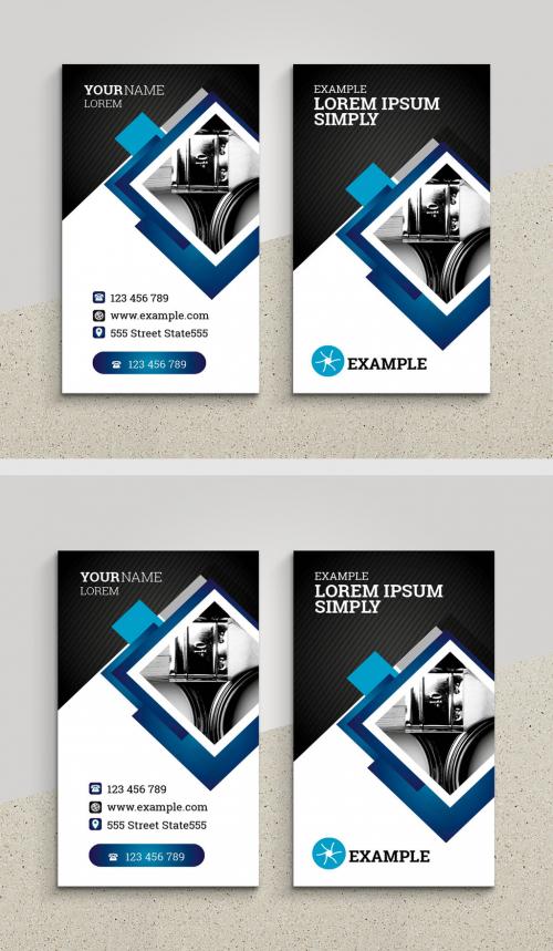 Minimal Business Card Layout with Black Accents - 363930843