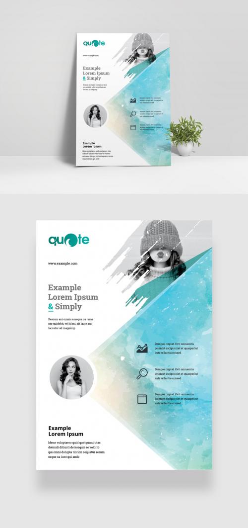 Business Flyer Layout with Watercolor Brush Design - 363930844