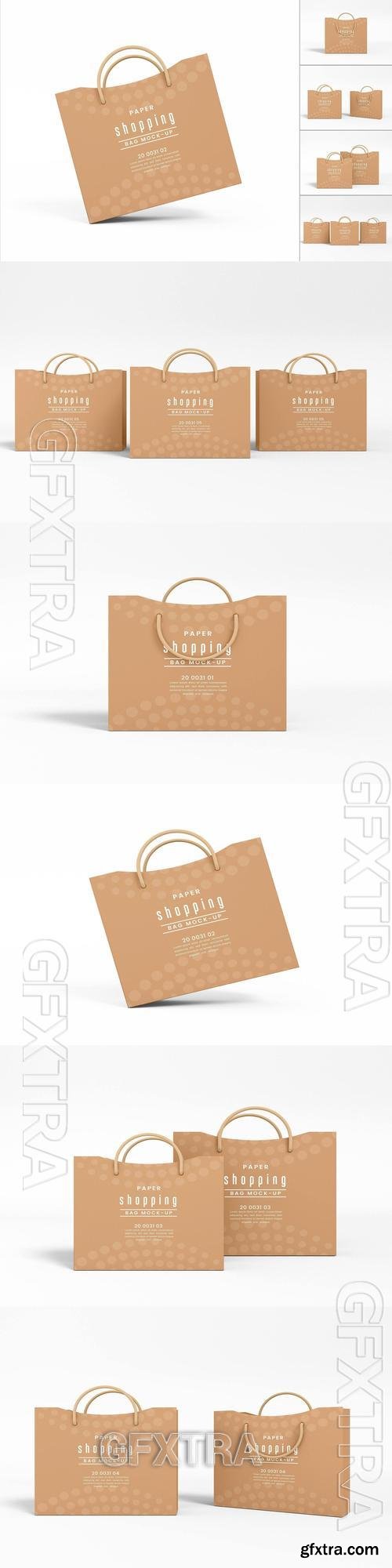 Kraft Paper Shopping Bag Branding Mockup Set G3J8WVY