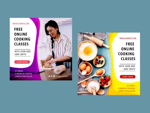Online Cooking Courses Social Media Layout - 363938818