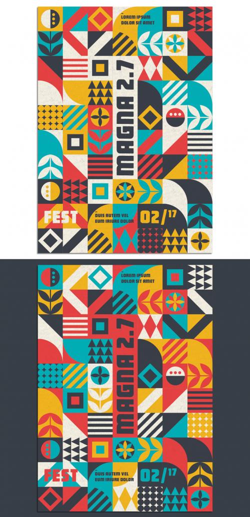 Modern Pop Art Geometric Pattern Poster Layout - 363938920