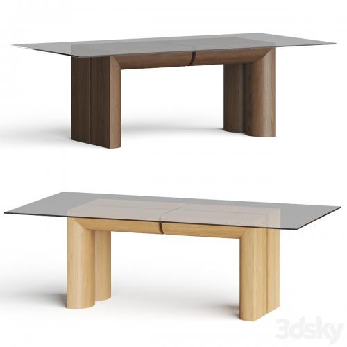 Crate and Barrel Emma Wood and Glass-Top Dining Table