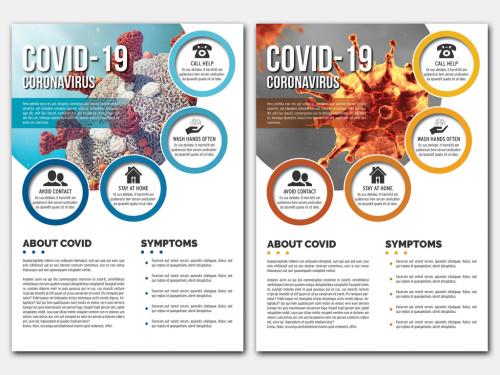 Coronavirus Flyer Layout with Blue and Orange Accents - 363964936