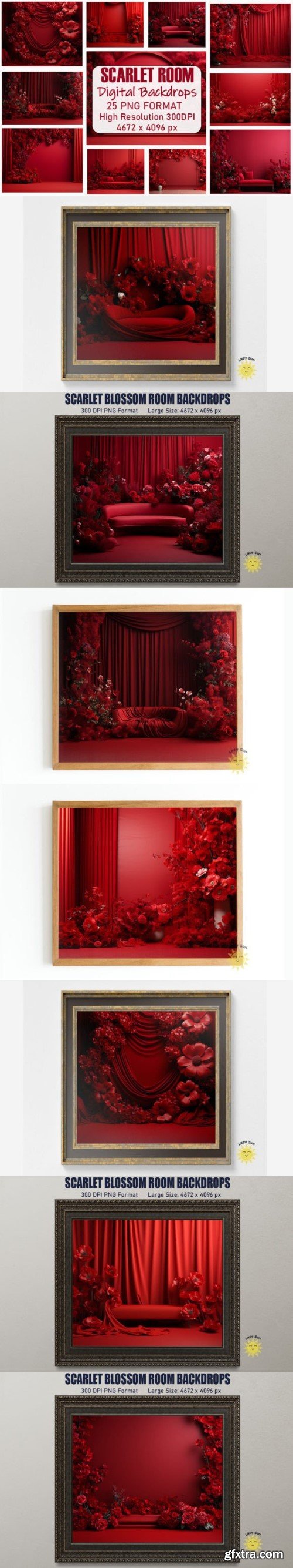 Scarlet Blossom Room Backdrops