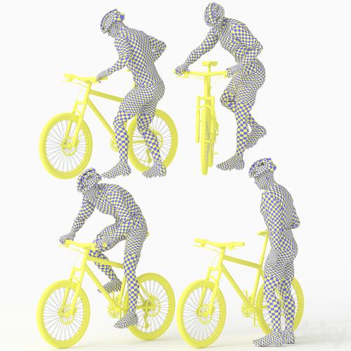 Cyclist Man in 04 Poses