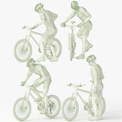 Cyclist Man in 04 Poses