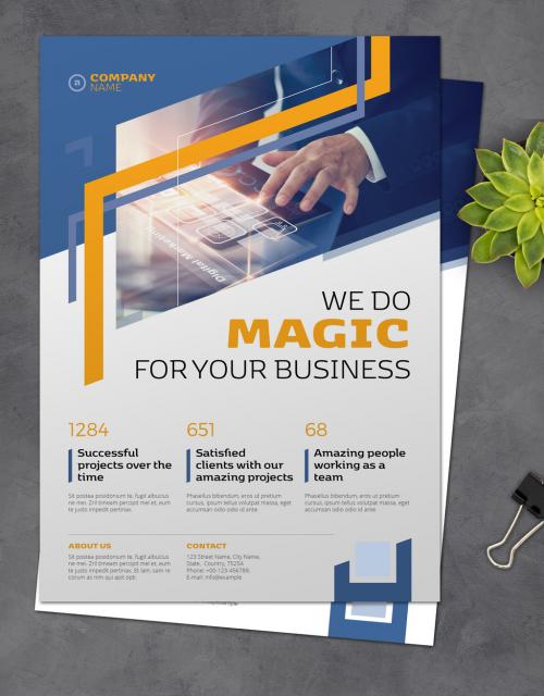 Business Flyer with Blue and Yellow Accents - 364528027