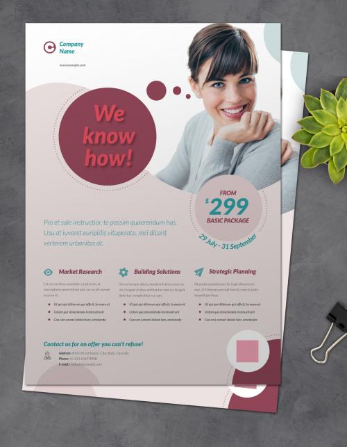Business Flyer with Red and Beige Accents - 364528045