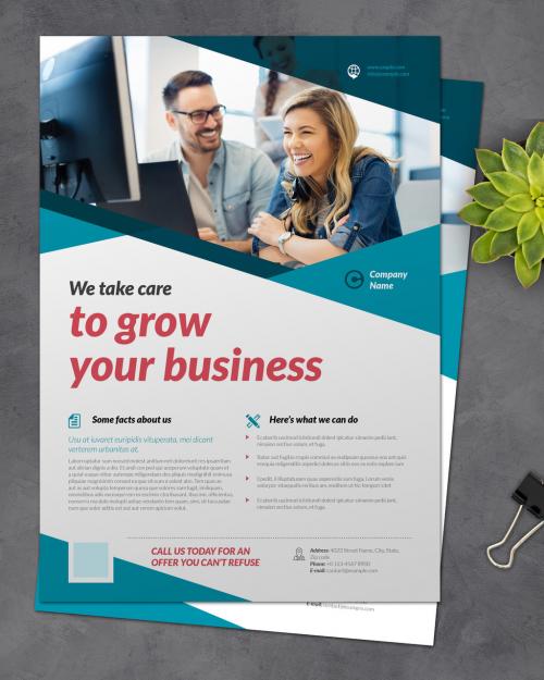 Business Flyer with Dark and Light Blue Accents - 364528046