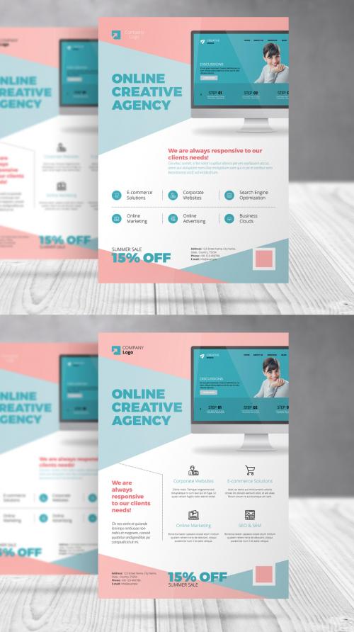 Business Flyer with Light Red and Cyan Accents - 364528049