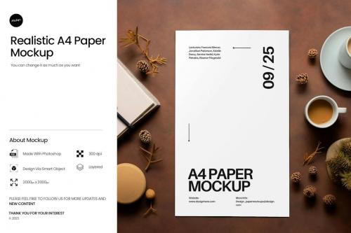 Realistic A4 Paper Mockup