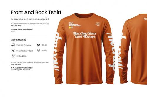 Front And Back Tshirt Long Sleeve Mockup