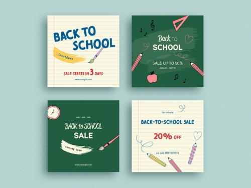 Back to School Social Media Post Layout Set - 364552709