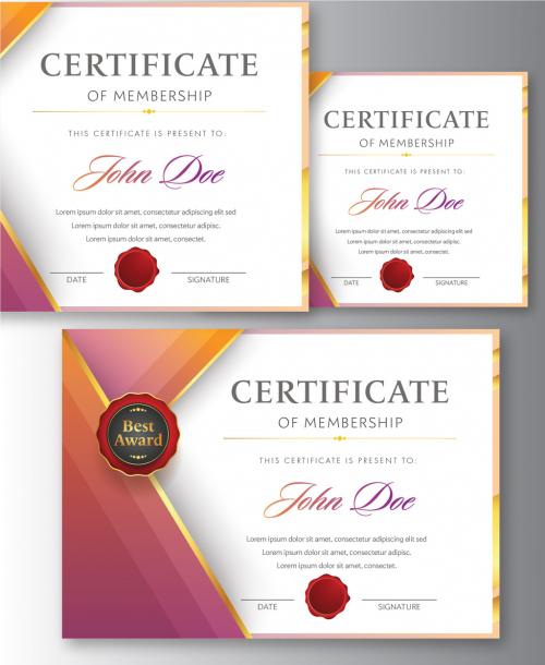 Membership Certificate Layout with Badge Design with Text Space - 364552988