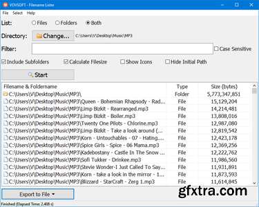 VovSoft Filename Lister 5.0.0