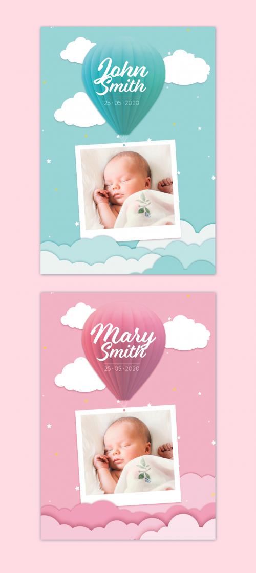 Boy and Girl Printable Birth Flyer Layouts - 364806839