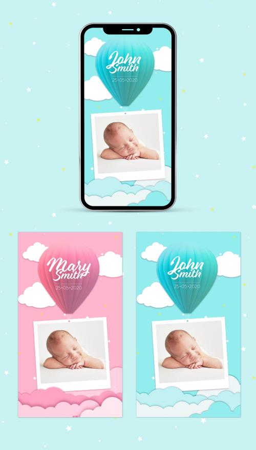 Boy and Girl Birth Announcement Social Media Layouts - 364806840