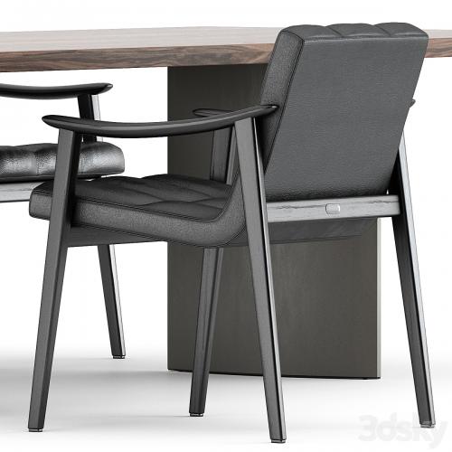 FYNN chair and LINHA DINING TABLE 4 by Minotti