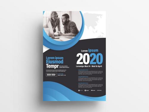 Modern Corporate Business Flyer with Swoosh Element - 365316631