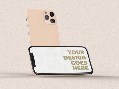 Horizontal and Vertical Smartphone Mockup with Branch Shadow - 365500608