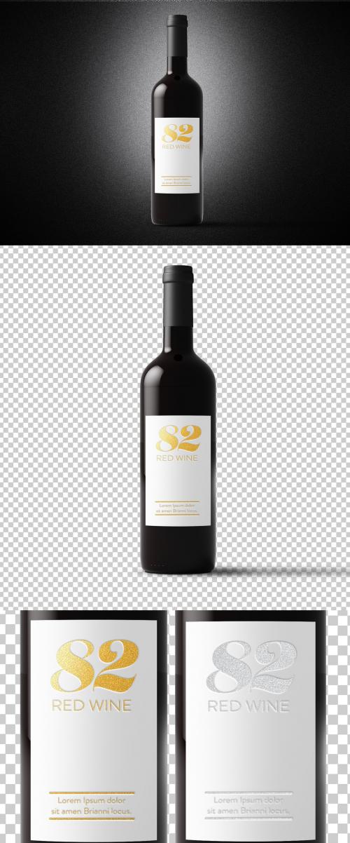 Wine Bottle Mockup with Relief Text Effect Mockup - 366094034