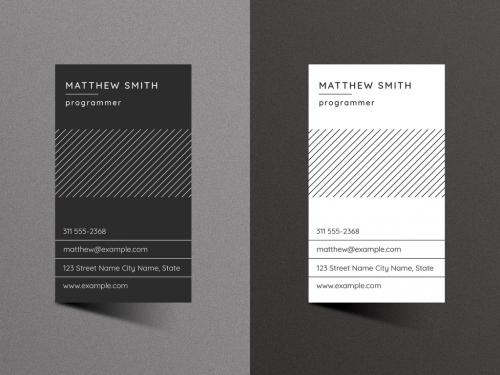 Business Card Layout with Abstract Line Design - 366134886