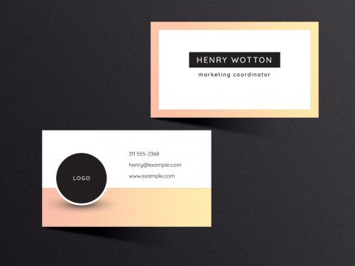 Business Card Layout with Light Colors Accent - 366134939