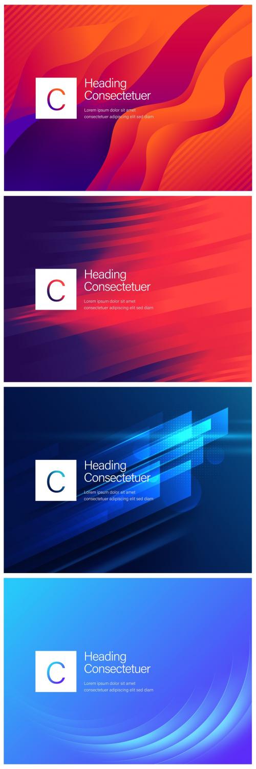 4 Red and Blue Abstract Background Layouts - 366135967